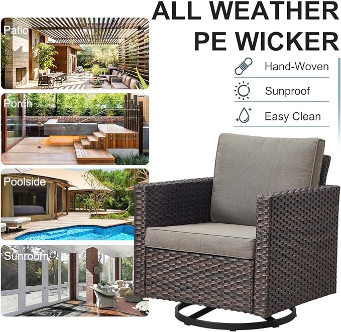 Belord 7 Piece Outdoor Furniture Patio Wicker Sofa Set, Oversize Outdoor Swivel - Image 7