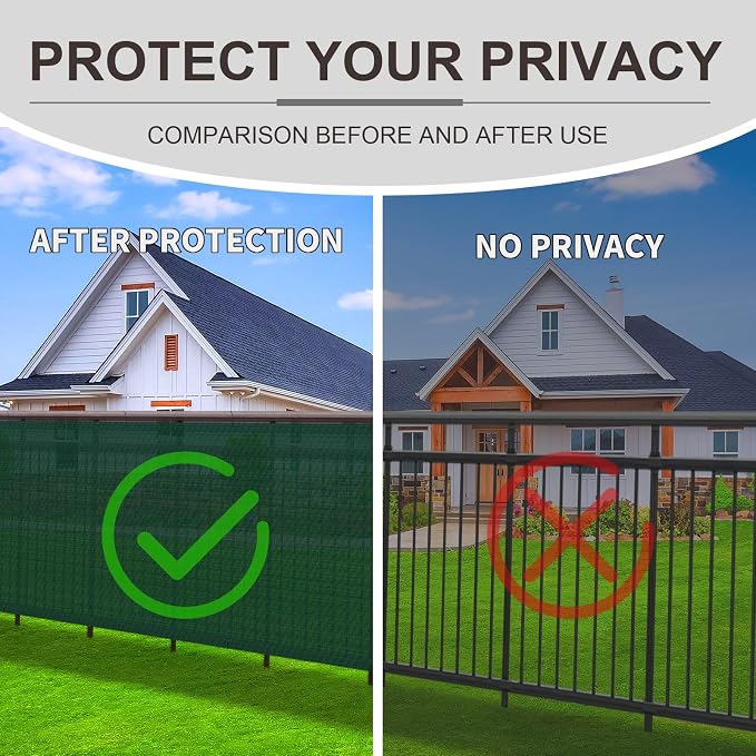 LOVE STORY Custom Size 3'x32' Dark Green Balcony Privacy Screen, UV Block - Image 5