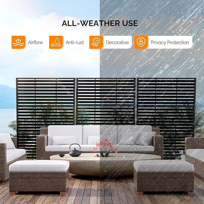 VINGLI Metal Privacy Screen for Outdoor, Decorative Room Divider for Patio - Image 4