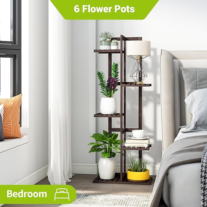 BMOSU Bamboo Plant Stand for Indoor Outdoor Plants Corner Tall Plant Shelf 6 - Image 5