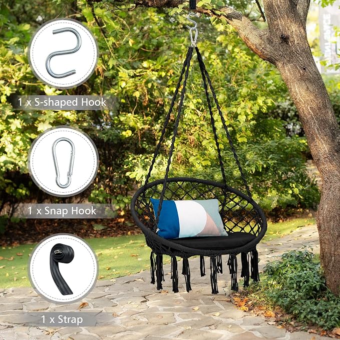 Giantex Hammock Chair Macrame Swing - Image 3