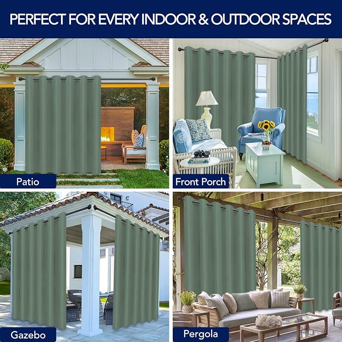 PureFit Outdoor Curtains for Patio Waterproof Weatherproof, UV Resistant - Image 5