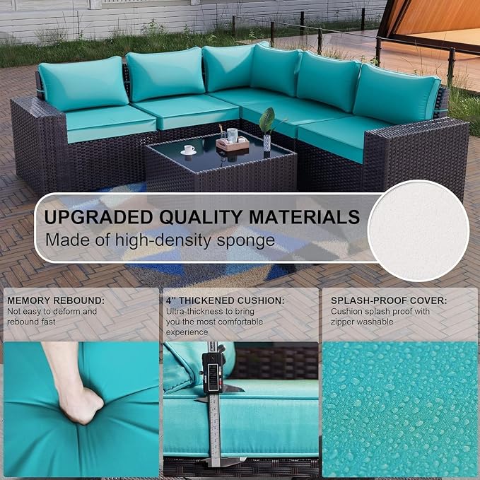 Kullavik Outdoor Patio Furniture Set, 12 Pieces Sectional Rattan Sofa Set Brown - Image 4