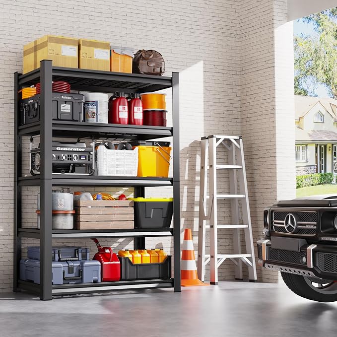 Set of 3 Garage Shelving-3000 lbs 5 Tier Storage Shelves, Adjustable Heavy Duty - Image 4
