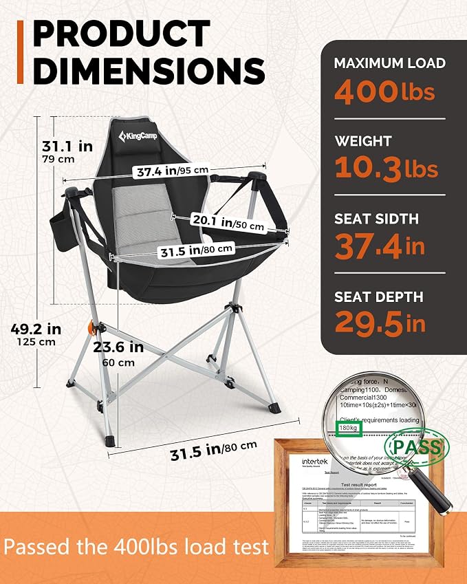 KingCamp Hammock Chair with Footrest – Heavy Duty Swinging Rocking Camping - Image 3