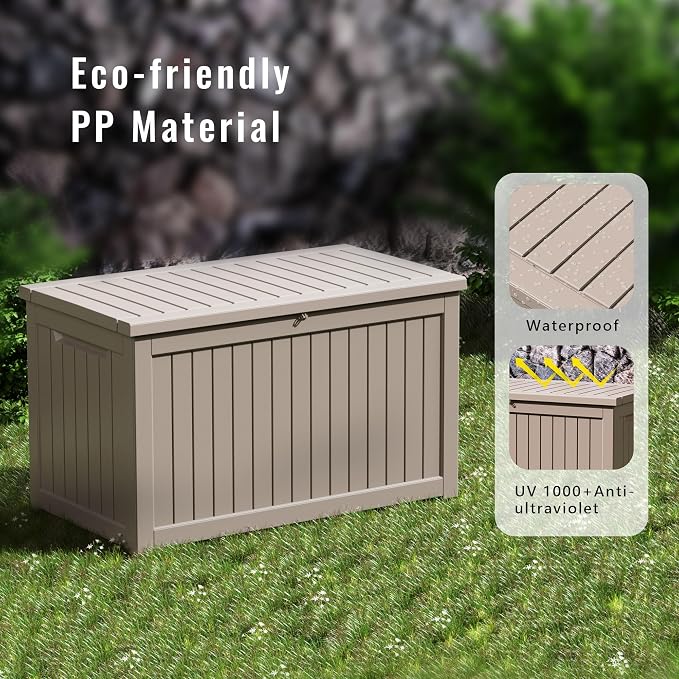 DRATO 280 Gallon Deck Box, Waterproof Resin Large Outdoor Storgae Box - Image 4