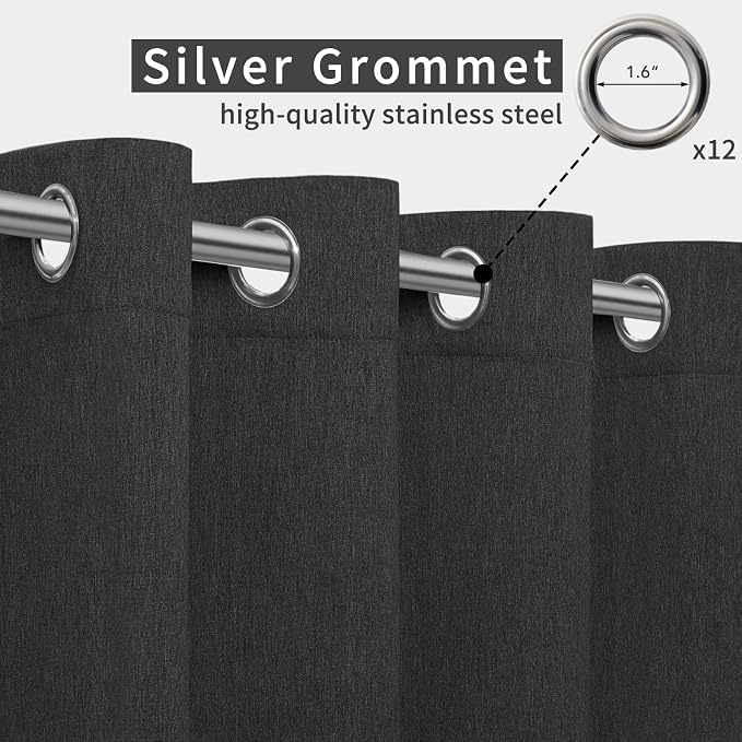Easy-Going Linen Look Outdoor Curtains Waterproof Windproof Porch Curtains - Image 3