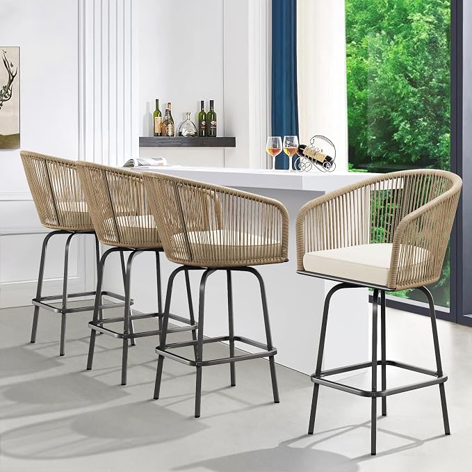 YITAHOME Counter Height Bar Stools Set of 4, Outdoor Bar Stools by YITAHOME