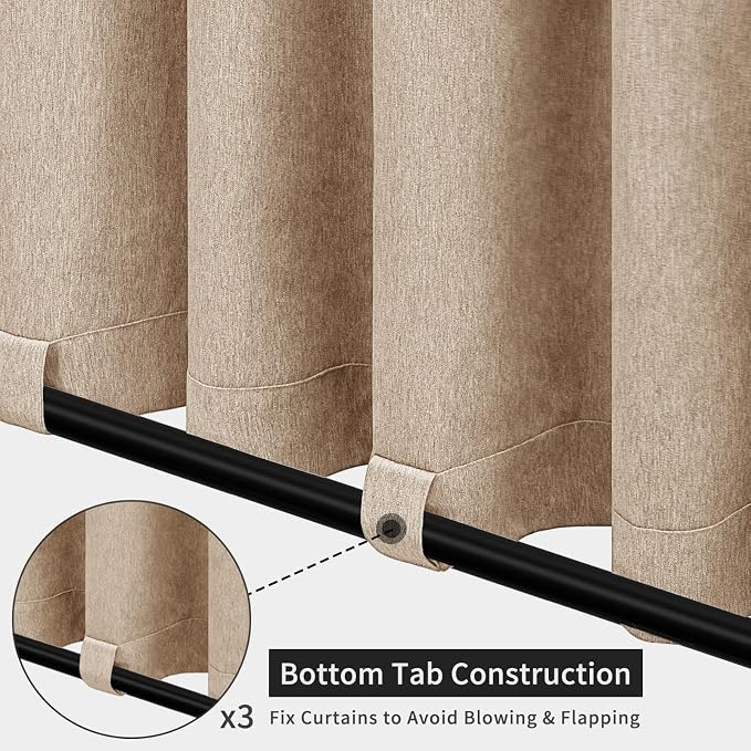 Easy-Going Linen Look Outdoor Curtains Waterproof Windproof Porch Curtains - Image 4