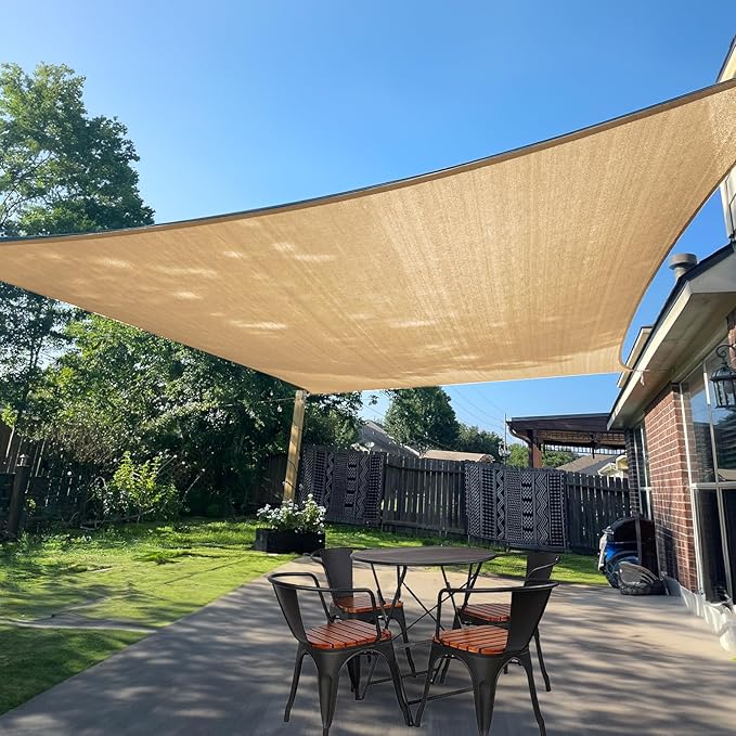 SUNLAX Sun Shade Sail 7' x 16' Sand Rectangle Canopy Sail Shade Cover UV Block by SUNLAX