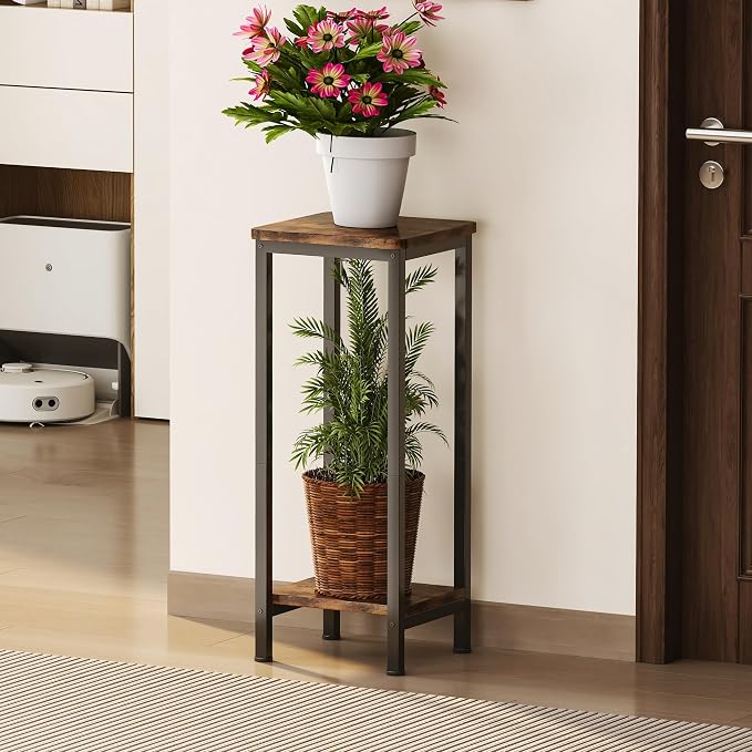 Homeiju Plant Stand Indoor, 2 Tier Wood Corner Plant Stand, Modern Square Plant - Image 7