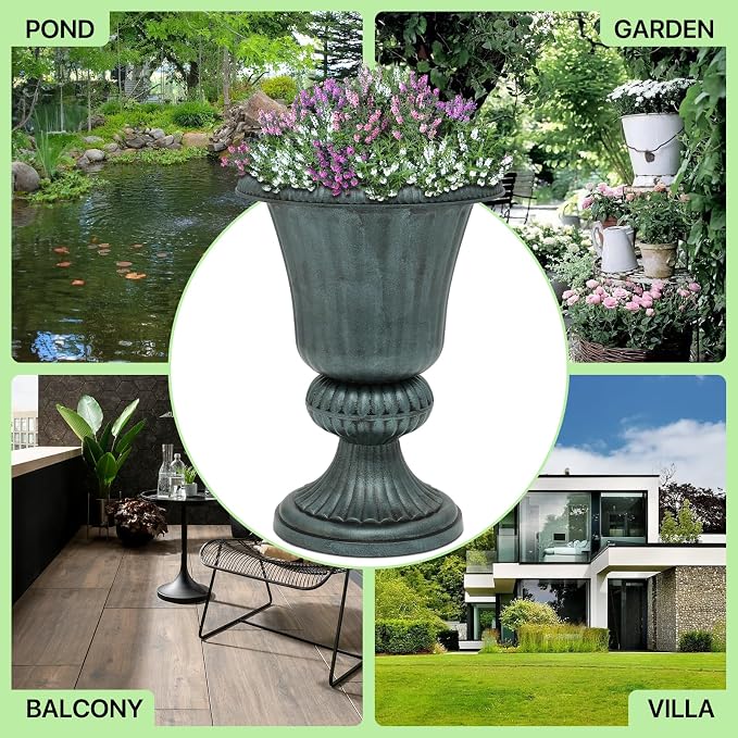 Magshion 20" Urn Planters for Outdoor Plants, Large Decorative Front Porch - Image 10
