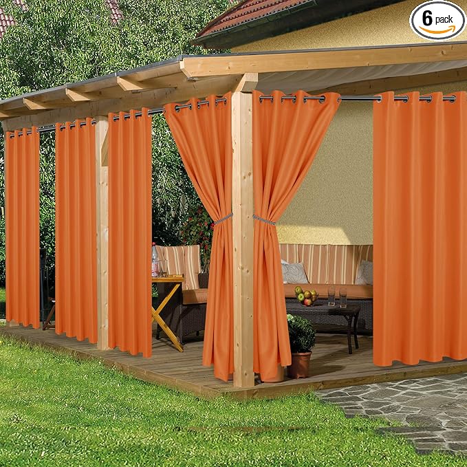 HolidayIdeas Outdoor Curtains for Patio Waterproof, 6 Panels by HolidayIdeas