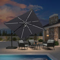 PURPLE LEAF 10 Feet Patio Umbrella Outdoor Cantilever Solar Powered LED Swivel by PURPLELEAF