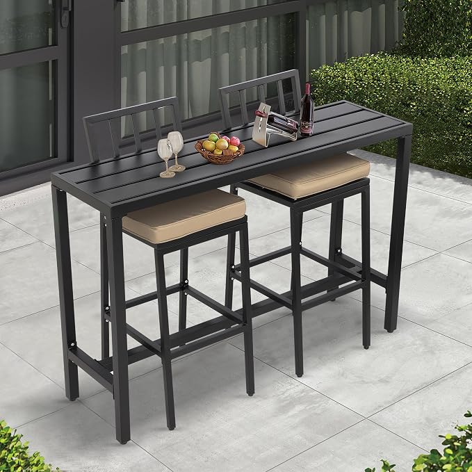 3-Piece Outdoor Patio Bar Set, Bar Height Patio Dining Set, Weather-Resistant - Image 5