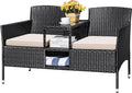 Devoko Outdoor Patio Loveseat Modern Rattan 2-Seat Patio Conversation Set by DEVOKO