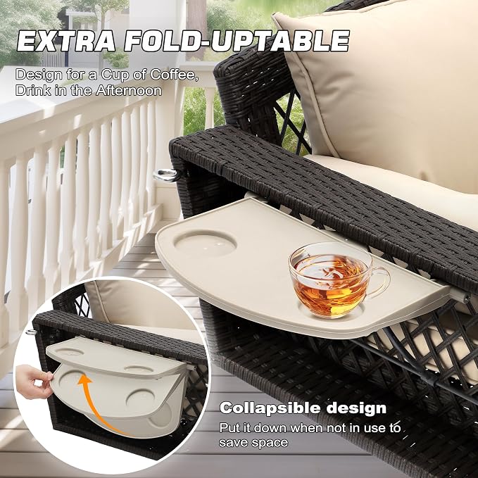 Grepatio Wicker Hanging Porch Swing - Image 3