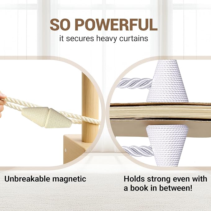 Hion Magnetic Curtain Tiebacks Beige 2pcs, Curtain Tiebacks Buckles Holdbacks - Image 6