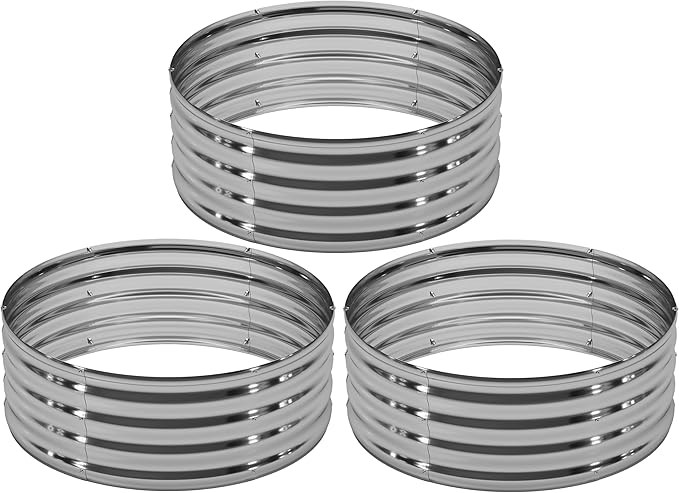 3PCS 2x2x1FT Galvanized Raised Garden Bed Kit, Vegetable Boxes-Round Metal by DIIYIV