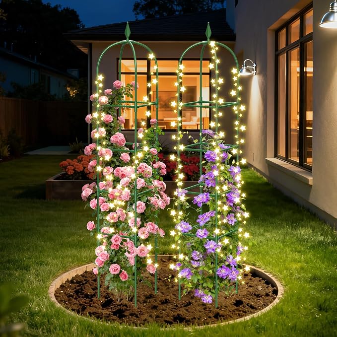 2 Pack Garden Obelisk Trellis for Climbing Plants, Tower Potted Cages for - Image 8