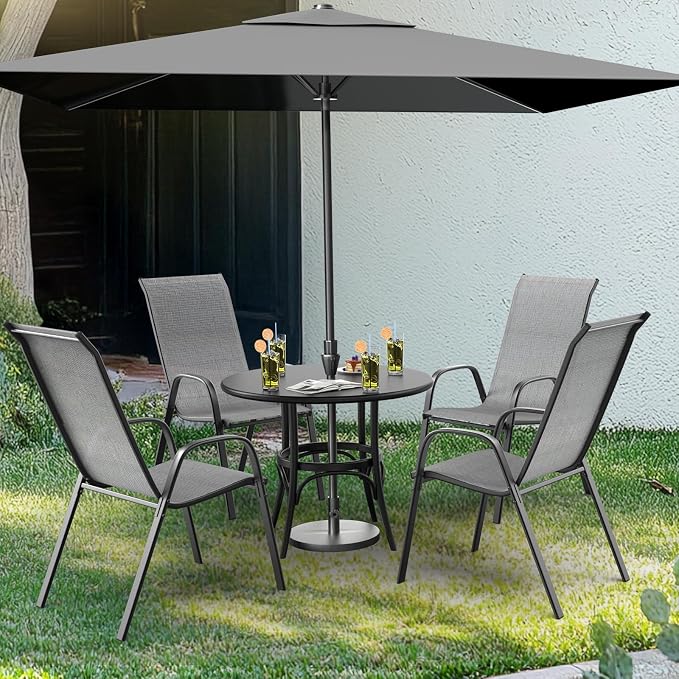 VINGLI Patio Chairs Set of 2 – Stackable Outdoor Dining Chairs - Image 8