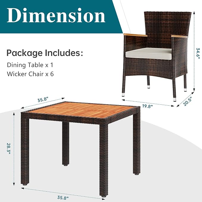 Shintenchi 5 PCS Patio Dining Set, Wicker Outdoor Table and Chairs - Image 2