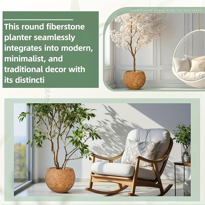 10 H x 14" Dia Round Fiberstone Planter - Image 4