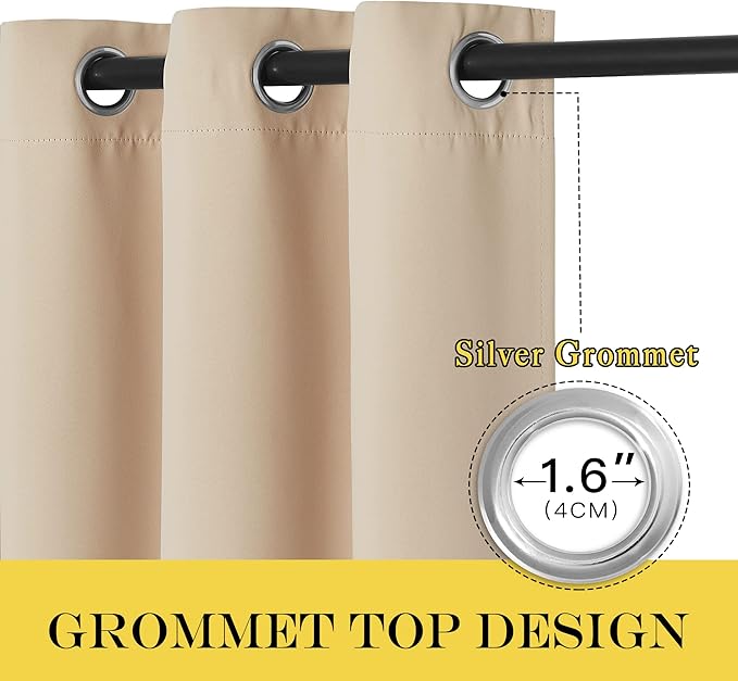 NICETOWN Blackout Bedroom Curtain Extra Wide 63 inches Long, Grommet Window - Image 2