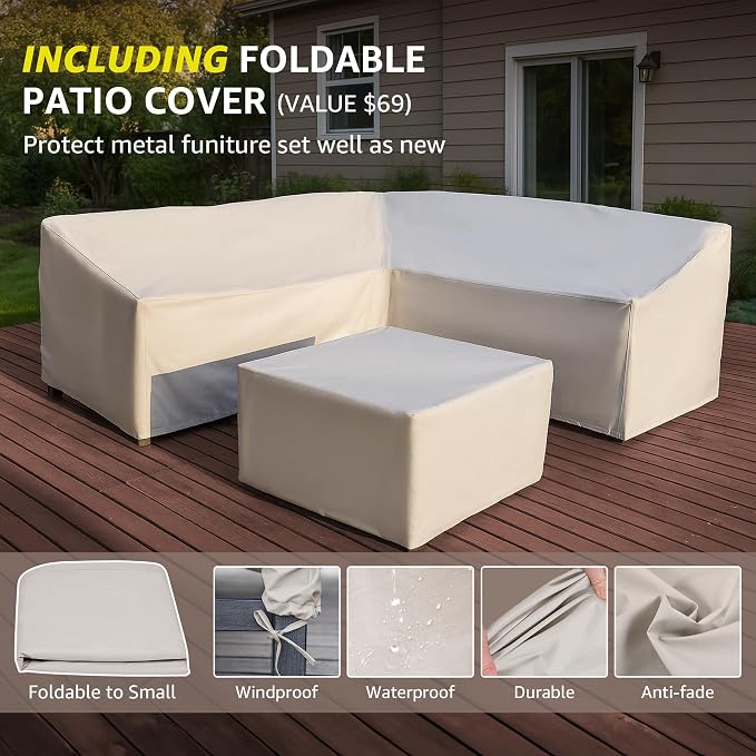 NATURAL EXPRESSIONS 6 Pieces Patio Furniture Sets, Outdoor Furniture Sets Metal - Image 2