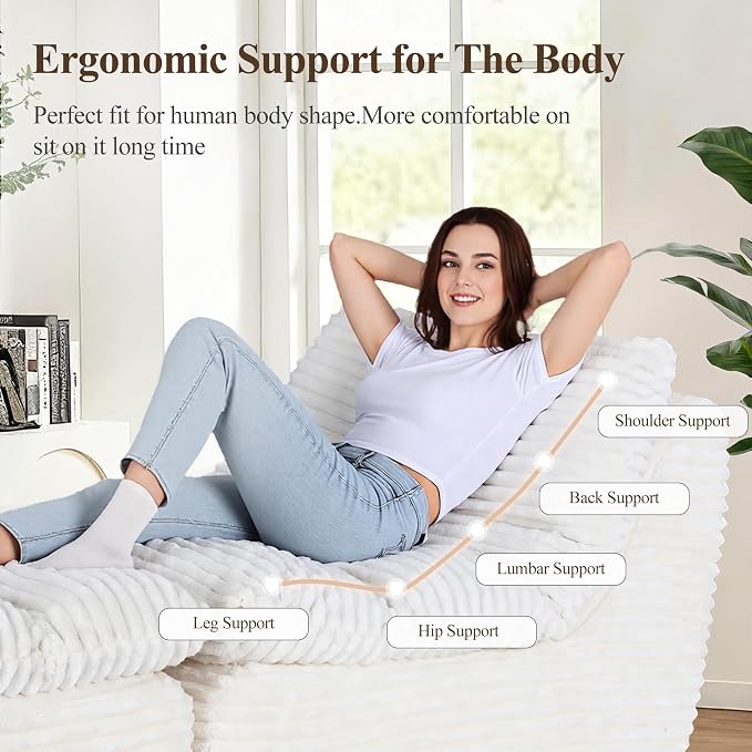 Boneless Chaise Lounge Chair Indoor, Adult Bean Bag Chair - Image 6
