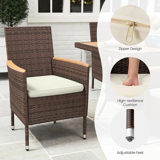 Wisteria Lane 10-Pieces Outdoor Patio Table and Chairs, Rattan Patio Table Set - Image 4
