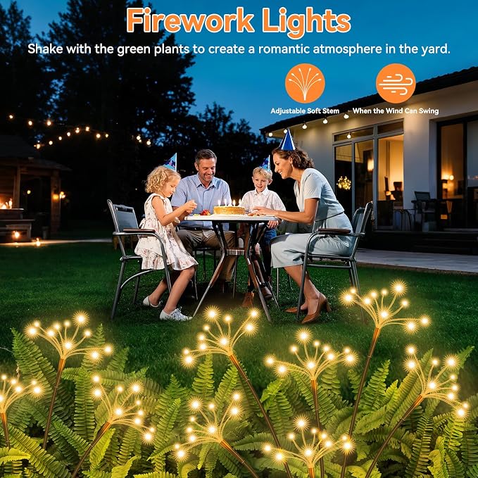 Solar Garden Lights 4 Pack Waterproof Solar Swaying Starburst Light Outdoor - Image 7