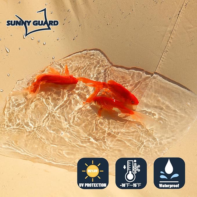SUNNY GUARD Waterproof Sun Shade Sail 9' x 10' Sand Rectangle UV Block Sunshade - Image 2
