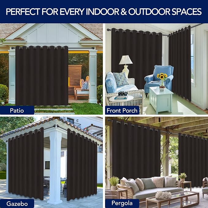PureFit Outdoor Curtains for Patio Waterproof Weatherproof, UV Resistant - Image 5