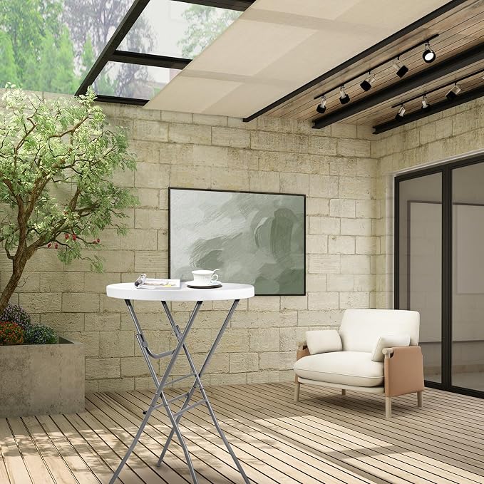 Cocktail Table 28in Folding Round High Top Indoor Outdoor - Image 8