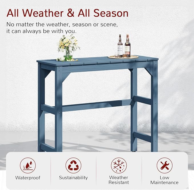 Stoog Patio Bar Table, All-Weather Outdoor Bar Height Table - Image 3