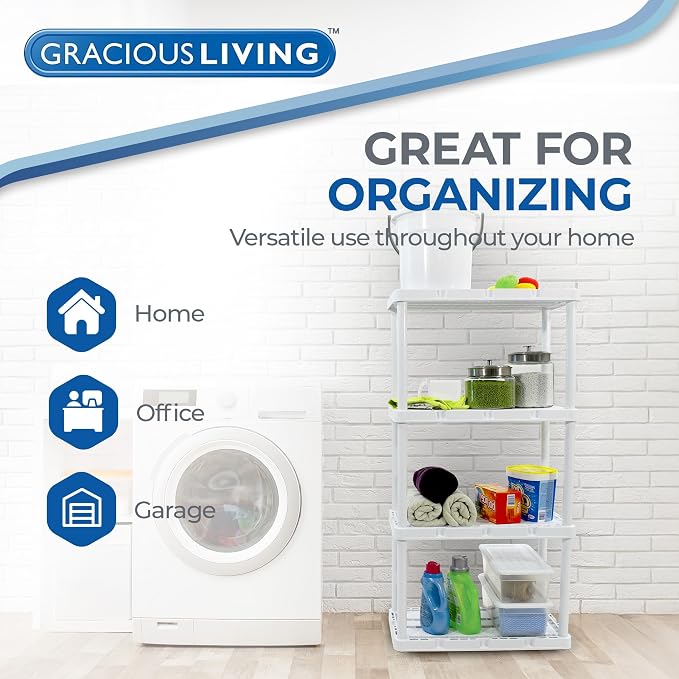 Gracious Living 4 Shelf Knect-A-Shelf Ventilated Light Duty Storage Home - Image 5