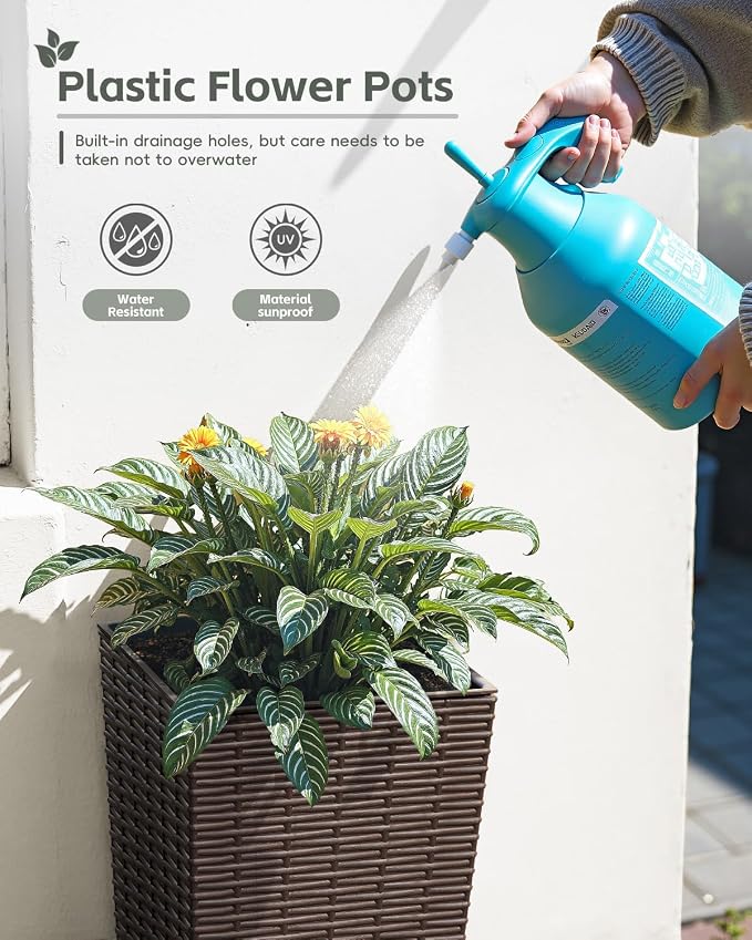 Greesum Set of 2 Tall Plastic Planters - Image 2