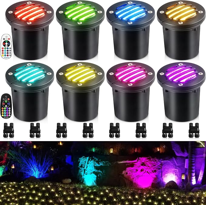 SUNVIE RGBW Well Lights Landscape LED In Ground Color Changing Low Voltage Well by SUNVIE