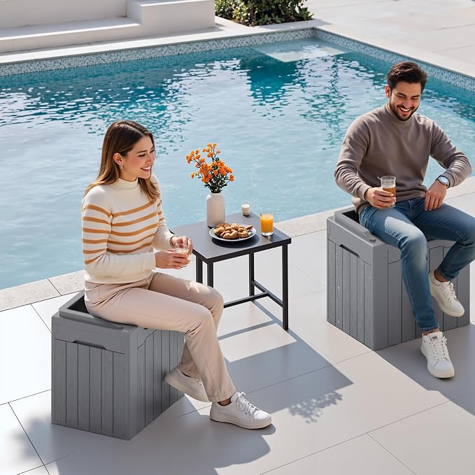 Devoko 30 Gallon Resin Deck Box 2 Pack Outdoor Indoor Waterproof Storage Box - Image 5