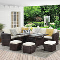 Wisteria Lane Patio Furniture Set, 7 Piece Outdoor Dining Sectional Sofa by WisteriaLane