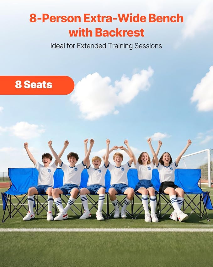 VEVOR Portable Folding Bench, 8 Seat Foldable Soccer Bench - Image 4