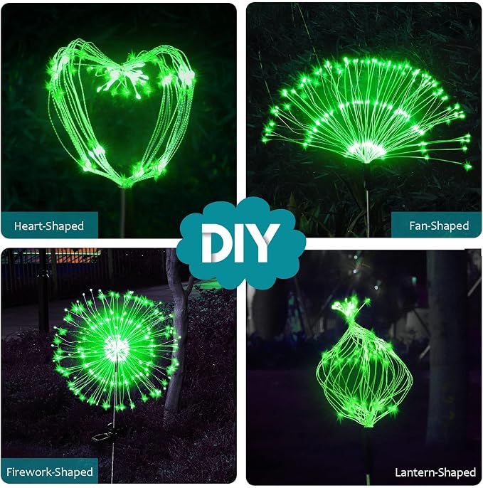 JJGoo Solar Firework Lights, 2 Pack 120 LEDs 2 Lighting Modes Solar Garden - Image 8
