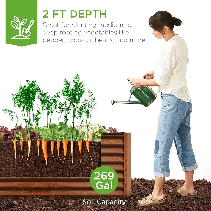 Best Choice Products 6x3x2ft Outdoor Metal Raised Garden Bed, Deep Root Box - Image 3