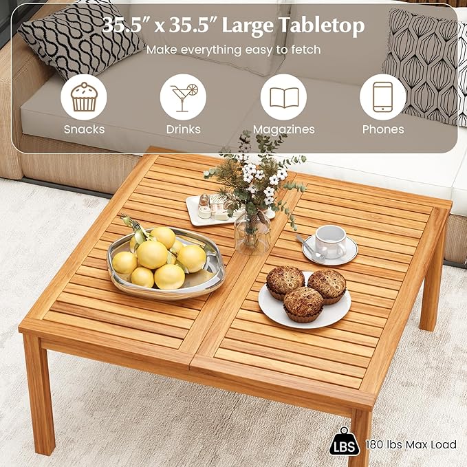 RELAX4LIFE Wood Outdoor Coffee Table - Image 5