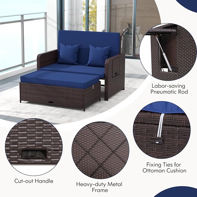 RELAX4LIFE Wicker Patio Outdoor Daybed - Image 9