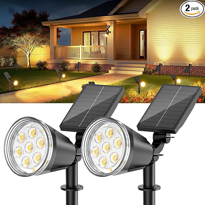 Solar Spot Lights Outdoor Waterproof: 1000LM Big Adjustable Spotlight by BONLION