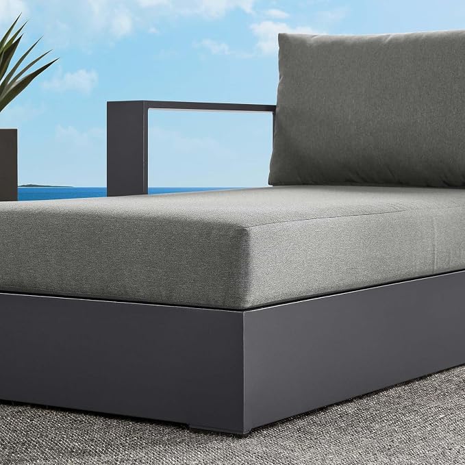 Modway Tahoe Aluminum Outdoor Chaise Lounge in Gray Charcoal - Image 9