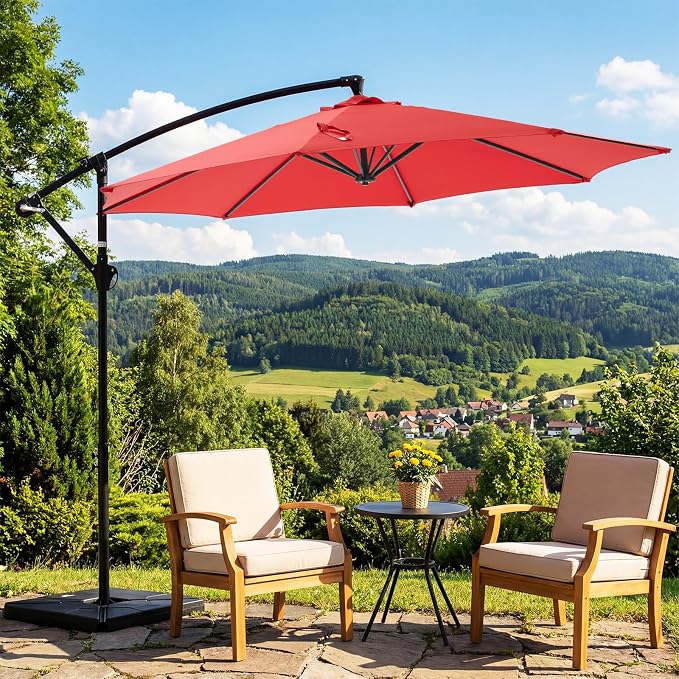OLIXIS Offset Patio Umbrella, 9.7FT Cantilever Table Umbrellas - Image 6