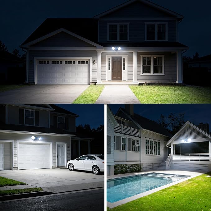 LUTEC 3500 Lumen 32 Watt 28 LED Dual-Head Floodlight Outdoor, Full Metal Design - Image 7